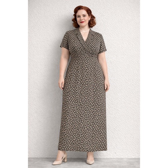 Laura Ashley Dresses & Skirts - VTG Laura Ashley Dress 14 Silk Maxi Ditsy Floral Maxi Black Tan * missing button